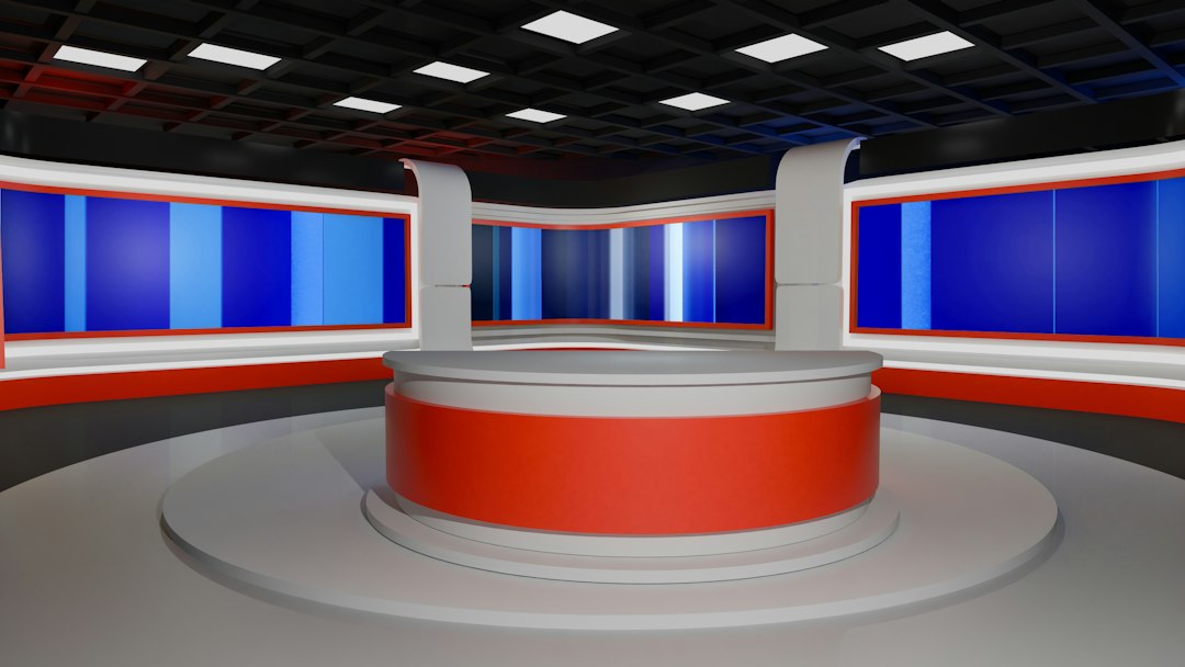 AI avatar influencer presenting content in a virtual studio