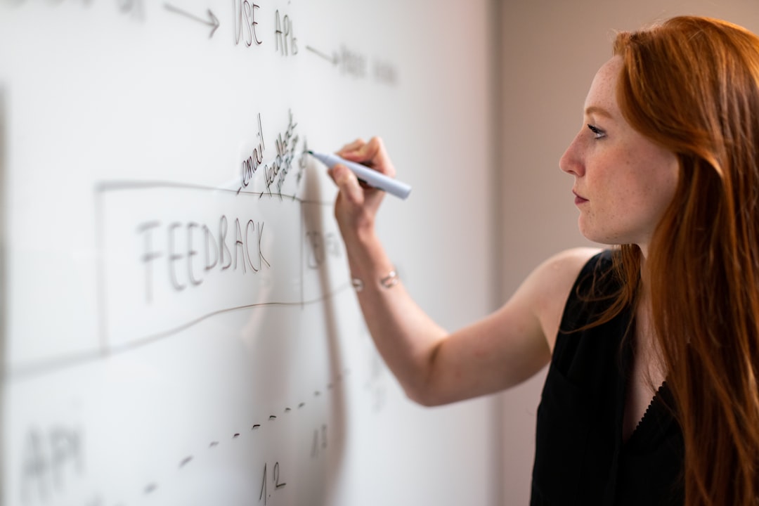 Business team mapping a customer journey on a whiteboard with sticky notes