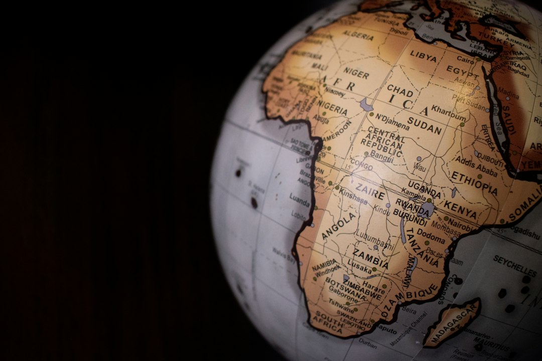 Illustrated map of Africa with digital connection lines symbolizing AI and messaging adoption