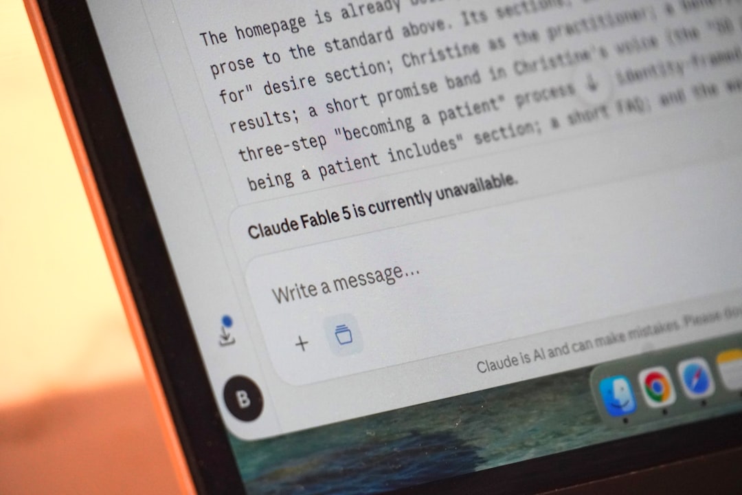Business professional crafting a concise AI prompt on a laptop