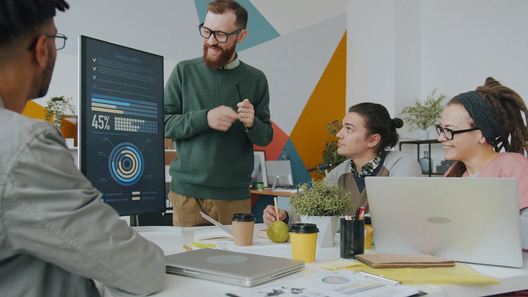 Marketing team working with an AI-powered advertising dashboard