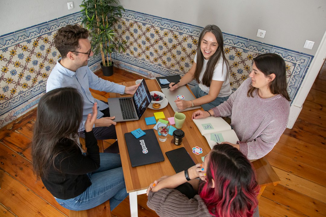 Web agency team collaborating on a website design strategy